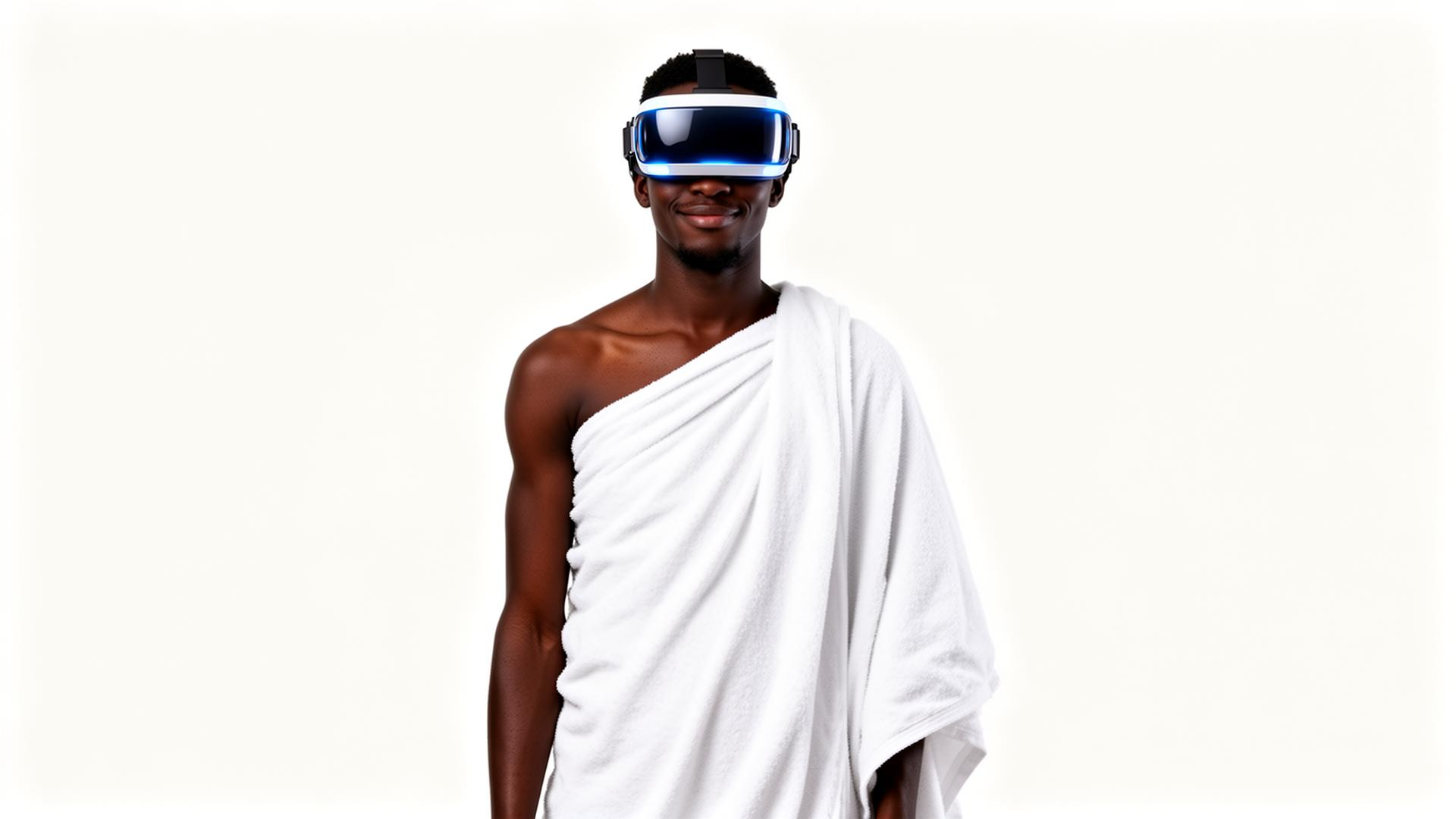Nigerian pilgrim experiencing sacred journey through VR
